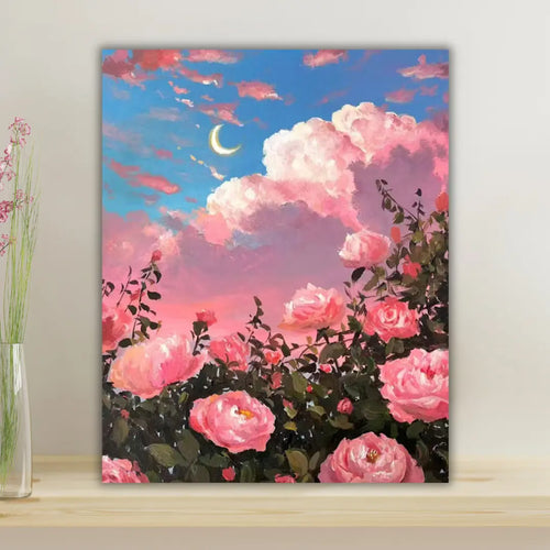 Crépuscule Rosé sous Lune Croissante