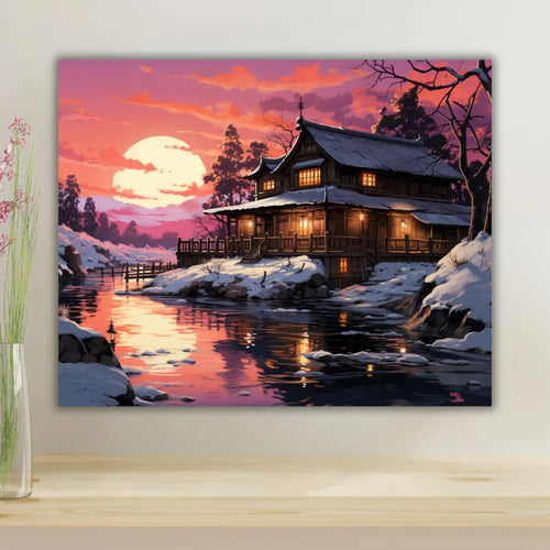 Maison de Bois au Crépuscule